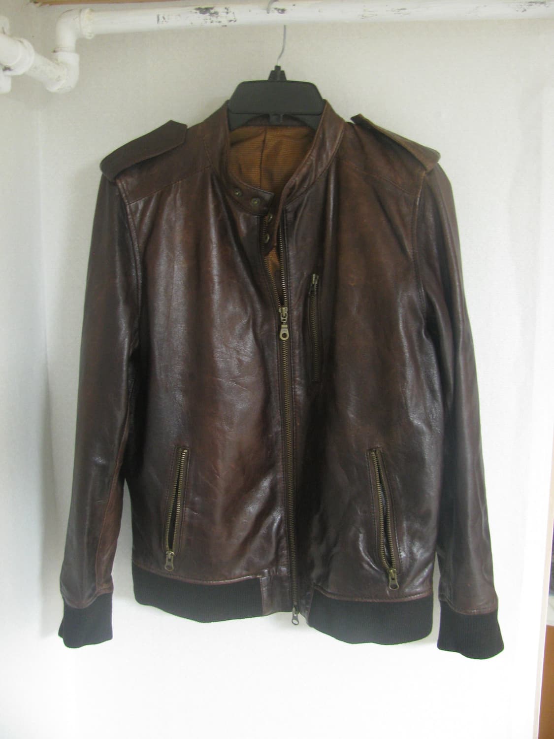 Slim Fit Brown Leather Jacket 상품이미지2
