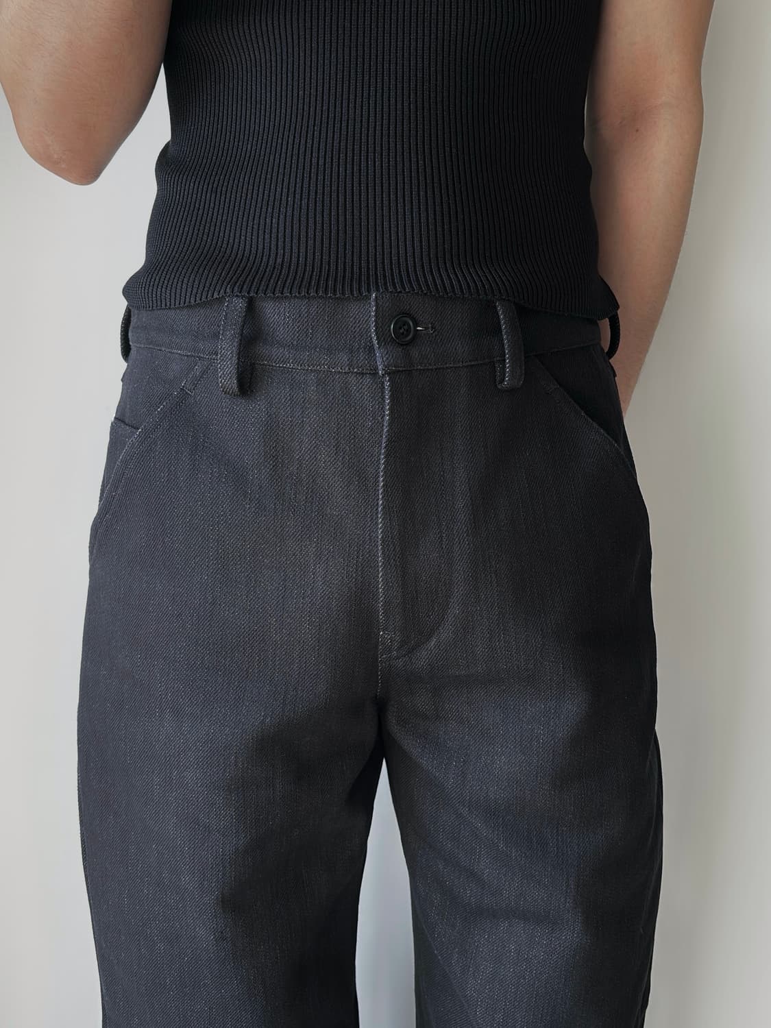 Gabardine Trousers Black Rustic 상품이미지4