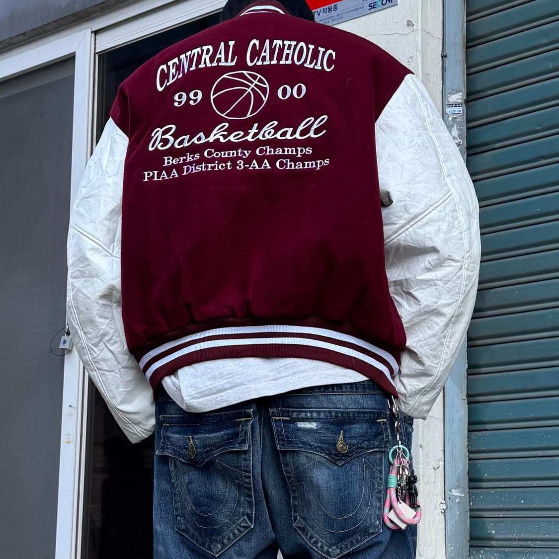 90‘s vtg 버건디 바시티자켓 상품이미지5