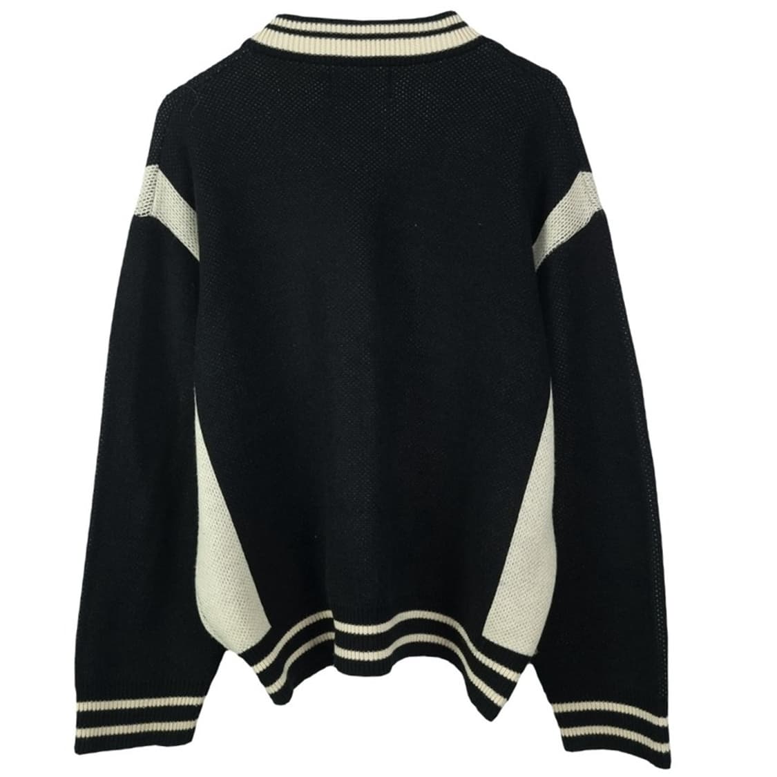 [엑스톤즈] 오버사이즈 니트 바시티 집업 가디건 블랙 M18698 상품이미지3