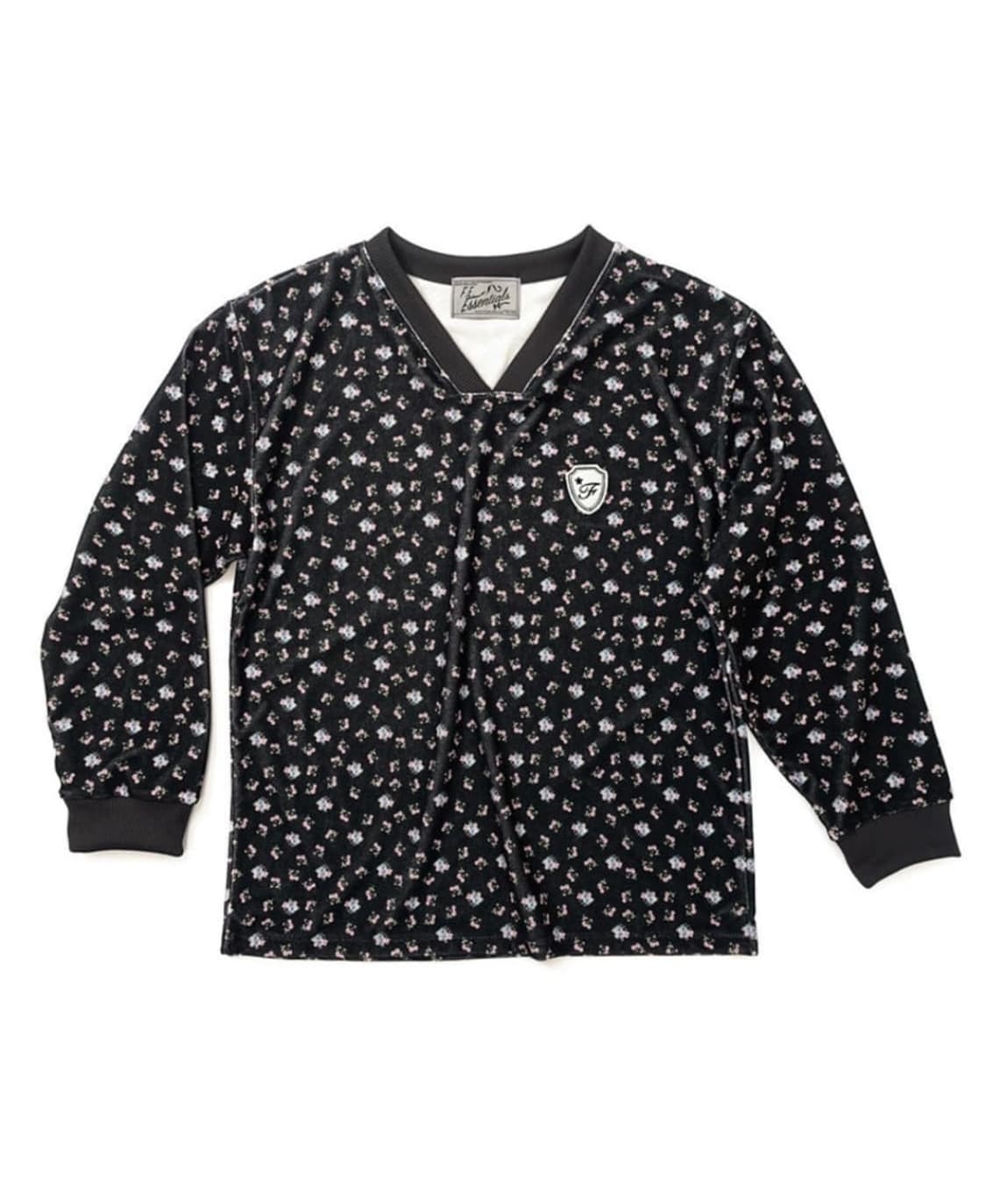 샵페어리 V neck flower terry shirt (black) 상품이미지1