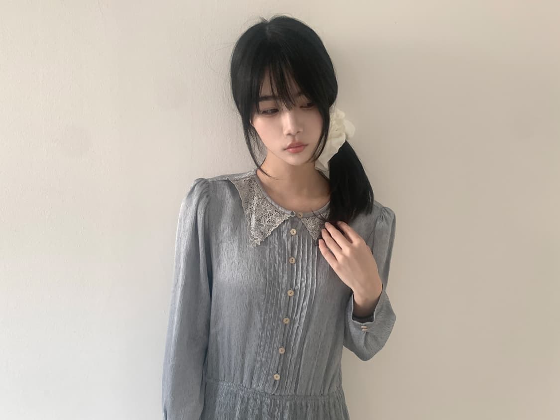 Lace collar pleats dress 상품이미지4