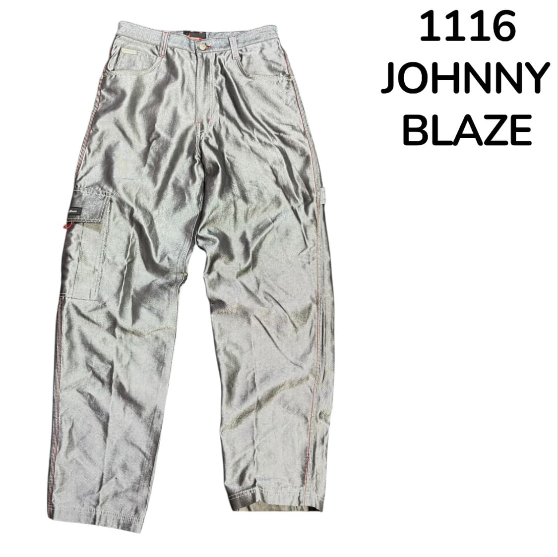 00s 조니 블레이즈 유광 실버 힙합 와이드 팬츠 34 상품이미지1