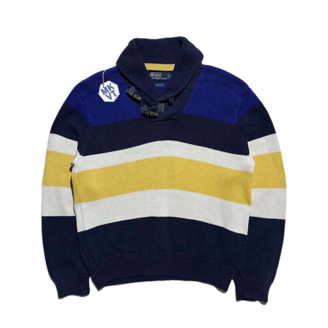 폴로 숄카라 토글 버튼 스트라이프 니트 상품이미지1