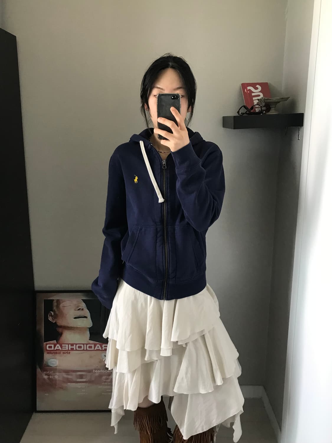 폴로 랄프로렌 포니 로고 헤비 써멀 네이비 후드집업 상품이미지2
