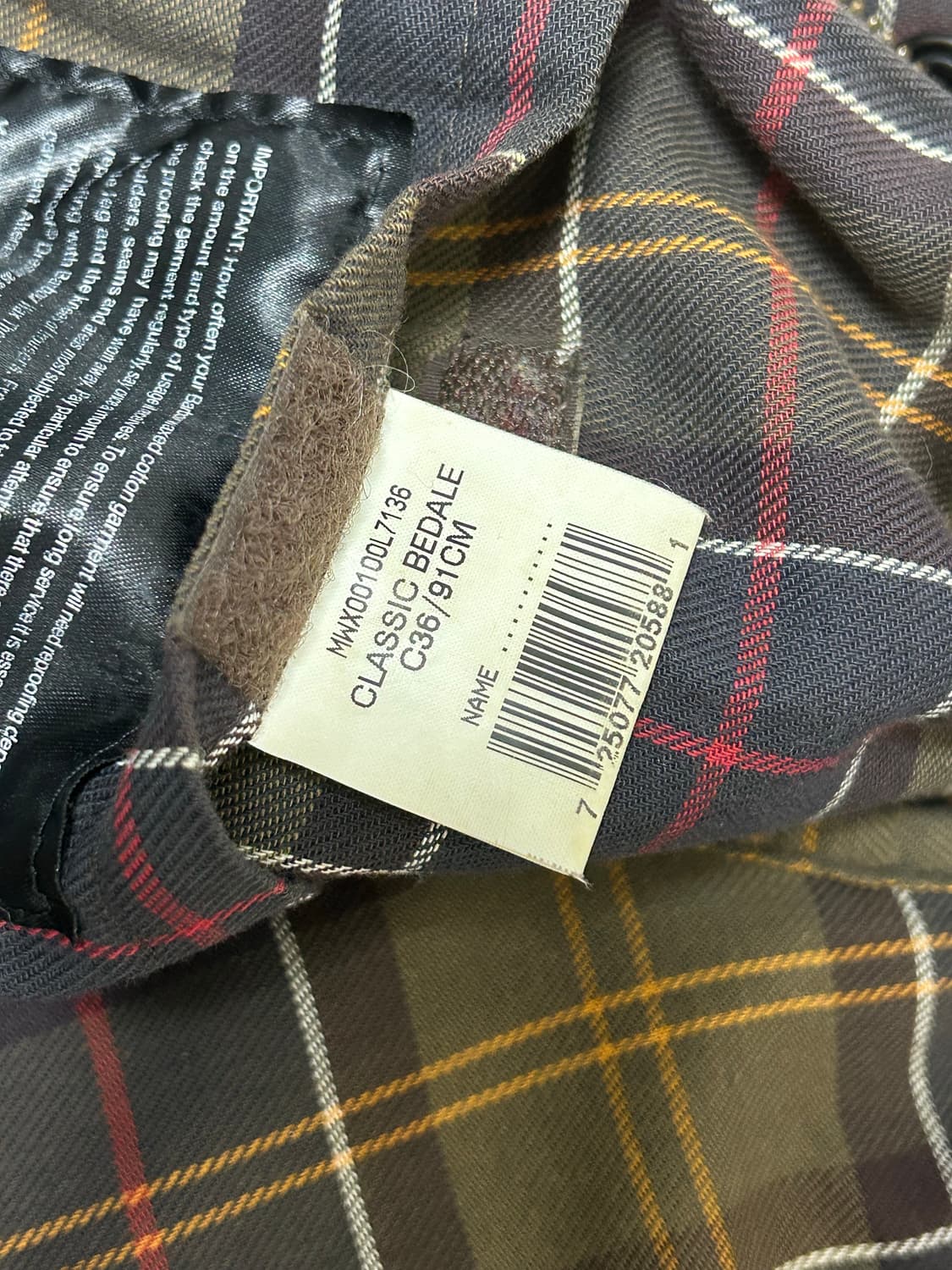 바버 클래식 타탄 올리브 비데일 왁스 자켓 상품이미지8