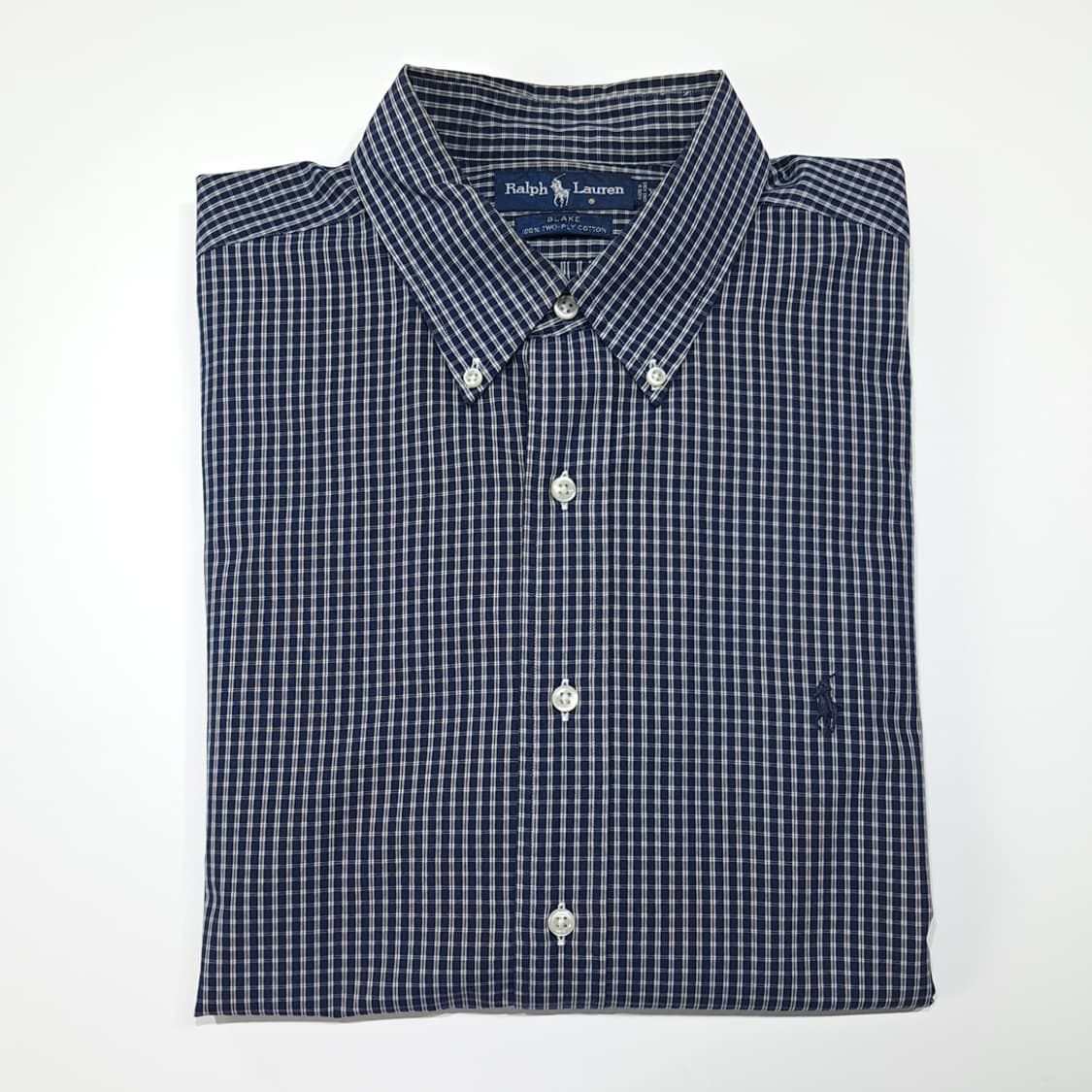 CL516 XL 폴로 90s 홍콩판 코튼 그래프체크 네이비 셔츠 남방 상품이미지7
