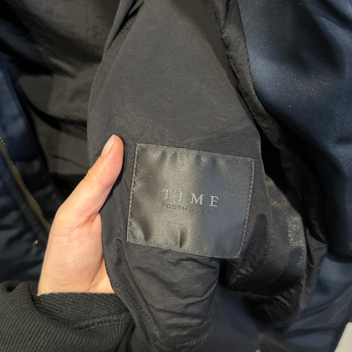 타임 MA-1 롱 봄버 항공점퍼 노카라 소매 지퍼 디테일 네이비 상품이미지6