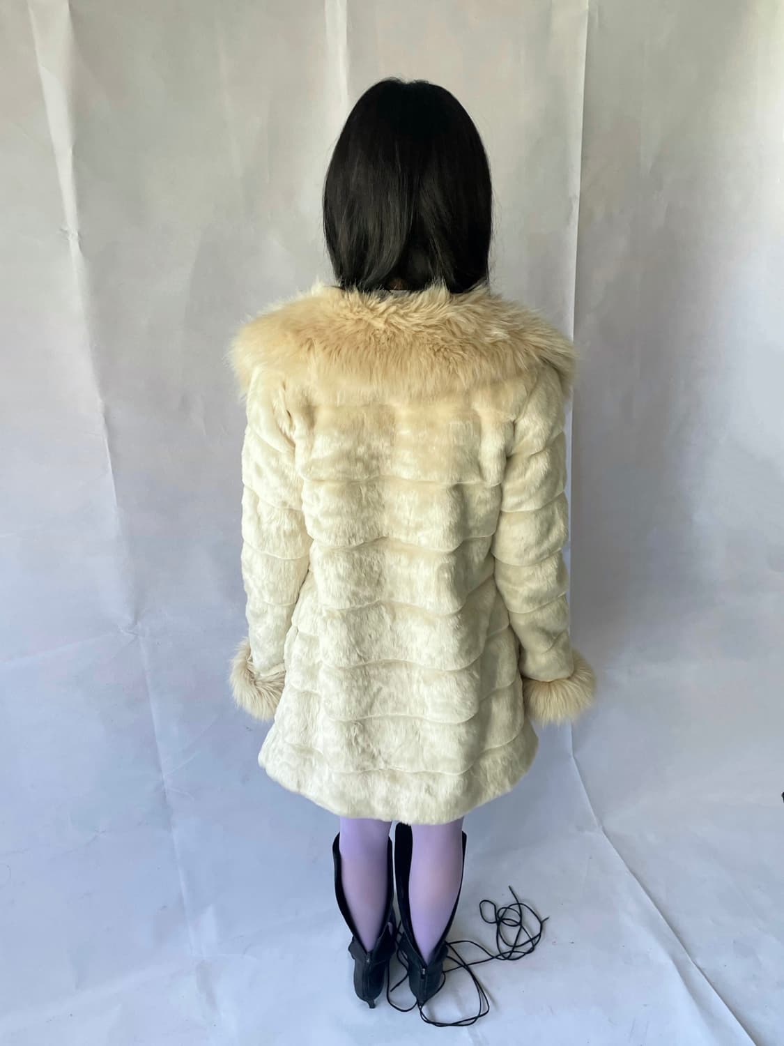 Cream removable fur coat 상품이미지3