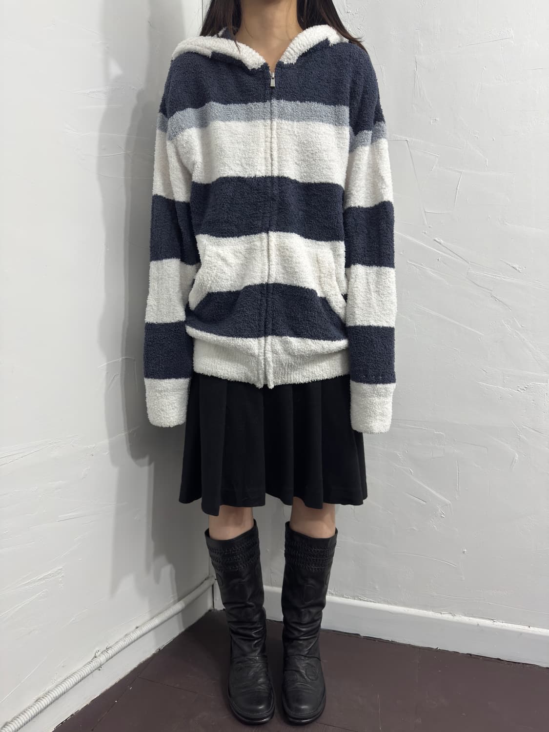 Gelato pique homme stripe fur hood zipup 상품이미지2