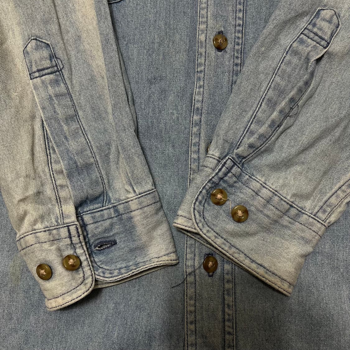 버드와이저 Budweiser 빈티지 자수 로고 데님 셔츠 M/95 상품이미지6