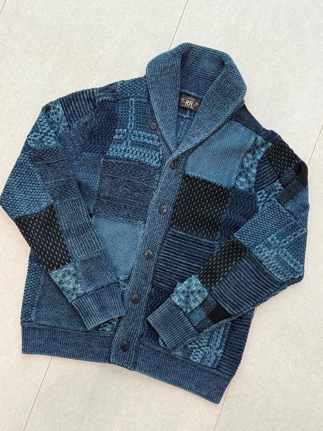 Rrl 인디고 패치워크 숄카라 가디건 상품이미지2