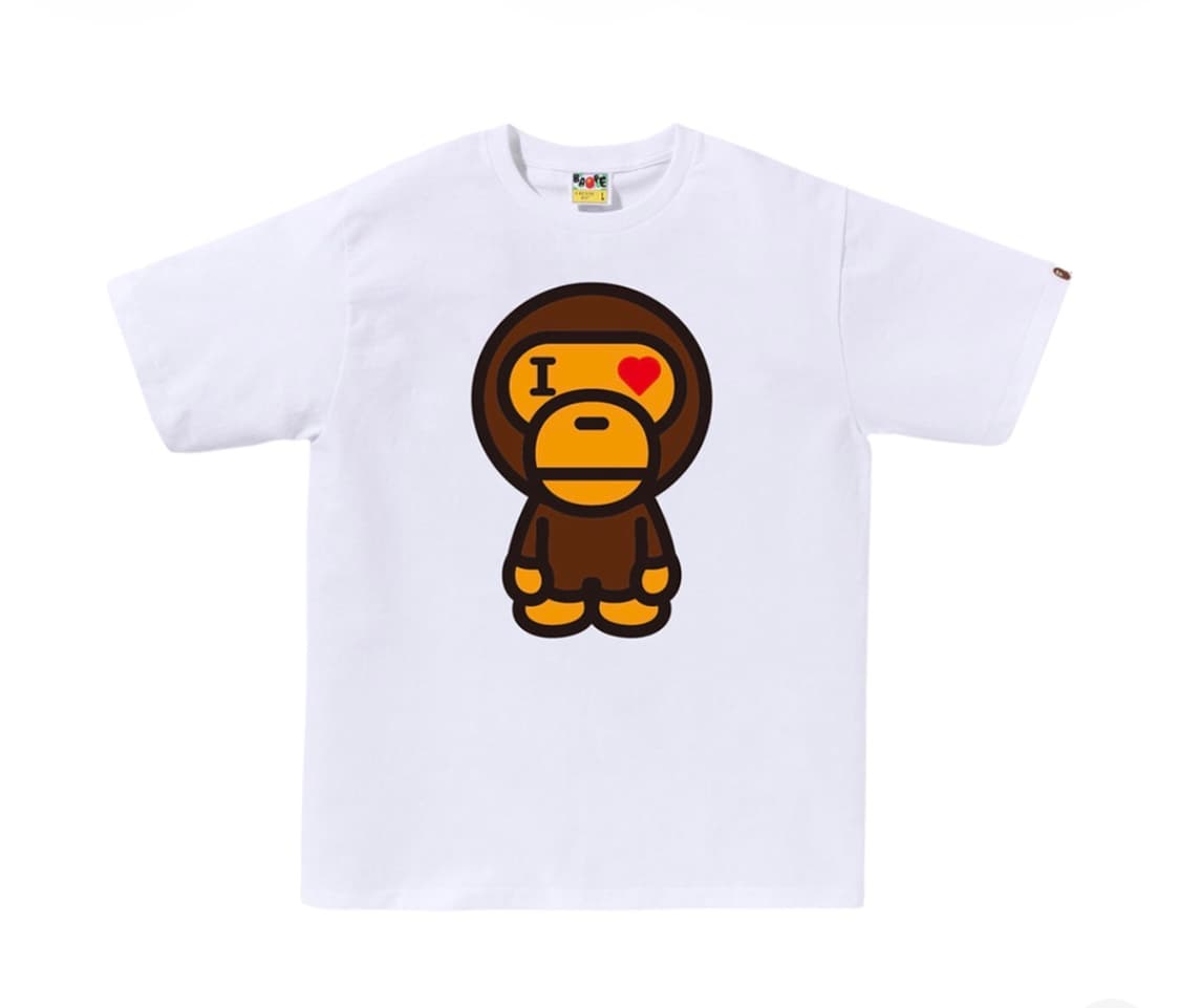 베이프 하트 베이비 마일로 반팔티 XL 화이트 상품이미지1