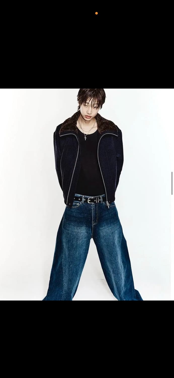 알렌느 하이넥 울 블루종 체크 상품이미지3