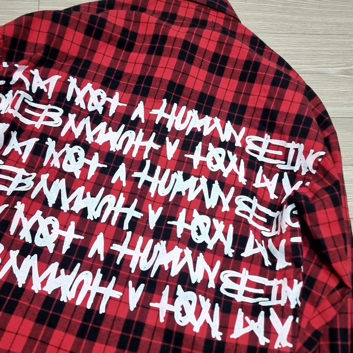 아이엠낫어휴먼비잉 레드 체크 셔츠(100-105) 상품이미지6