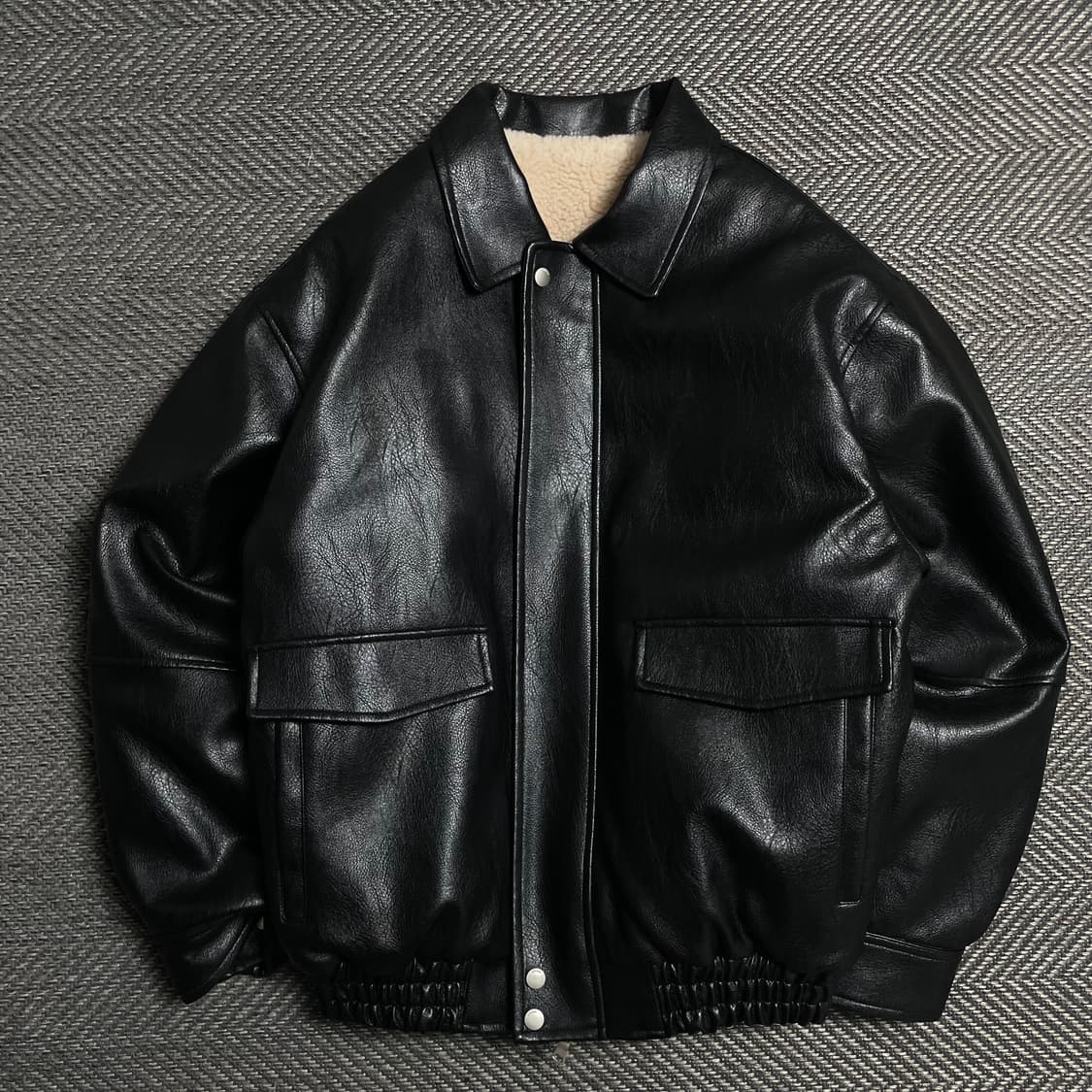 라퍼지 스토어 미니멀 봄버 레더 자켓 y 5140 상품이미지2