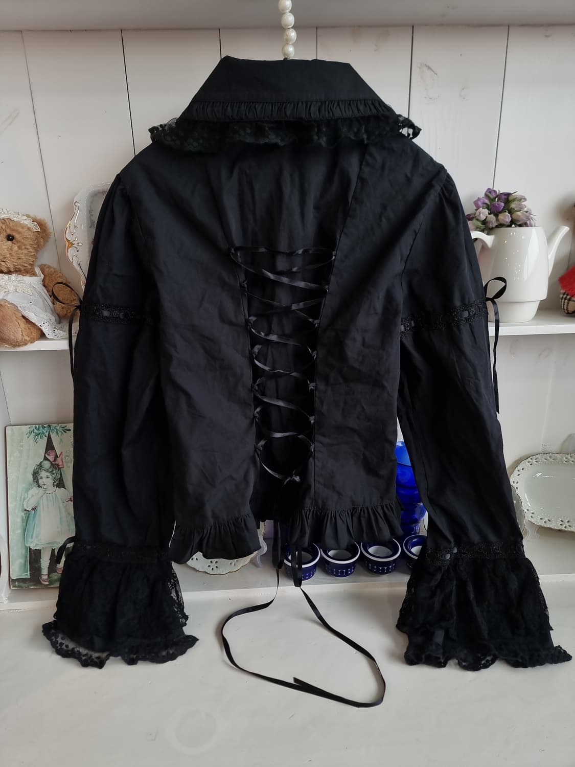 BODY LINE 블랙 레이스 블라우스 상품이미지5