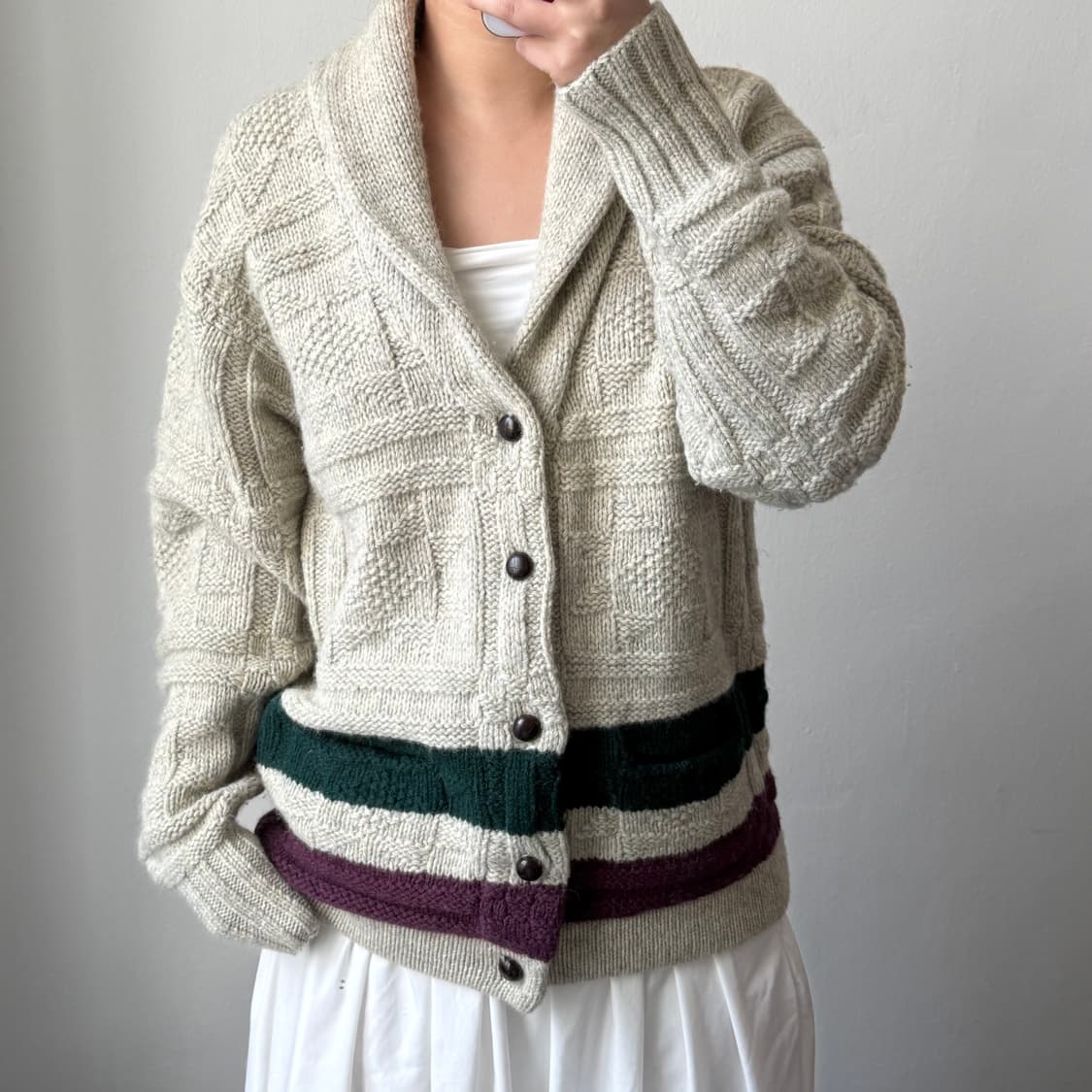 [L] 폴로 셔틀랜드 울 숄카라 가디건 상품이미지1