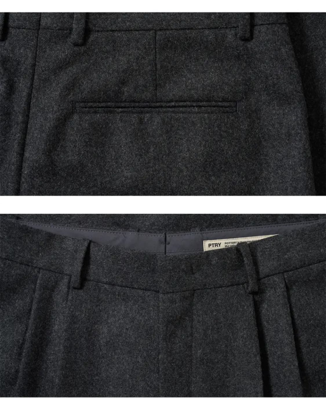 포터리 플란넬 투 플리츠 와이드 팬츠 / 미드그레이 1사이즈 상품이미지4