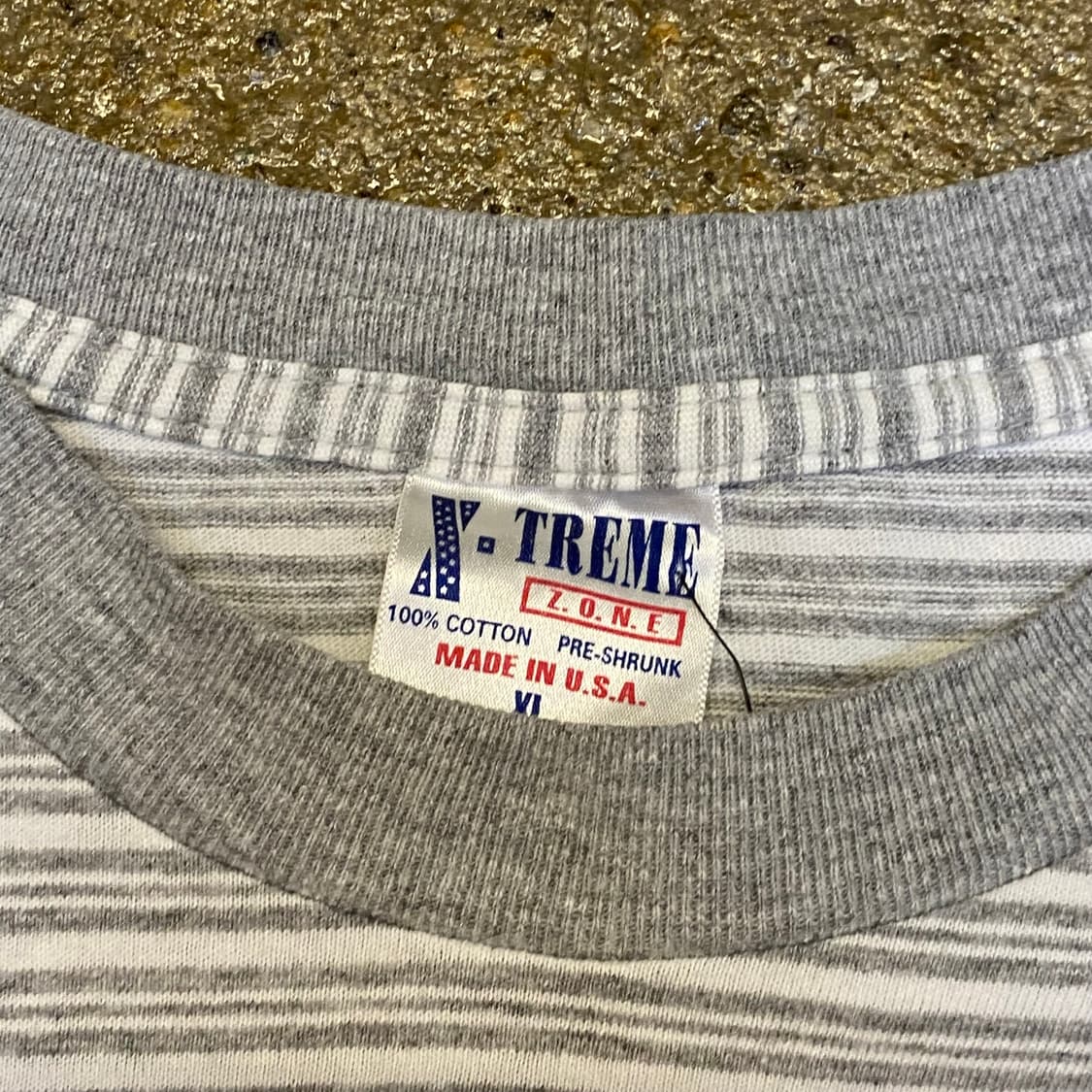 MADE IN USA 90s 스트라이프 단가라 링거티 반팔티 상품이미지4