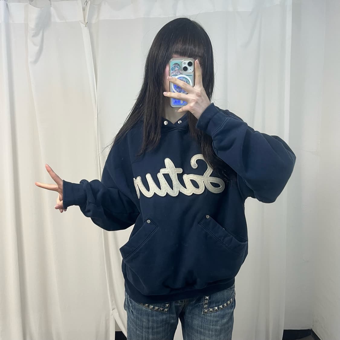 Satur Lugo applique rivet hoodie 상품이미지2