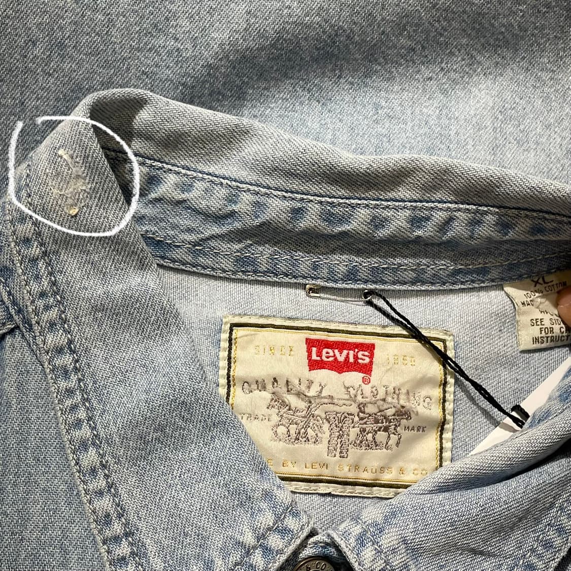(XL) 90s Levi's 리바이스 코튼 데님 셔츠 상품이미지5