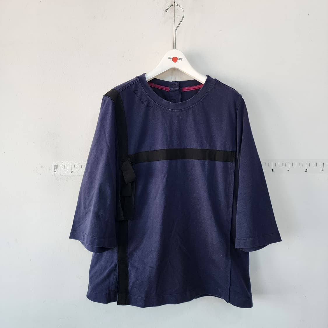 한섬 BIRD 네이비 배색 포인트 반팔 티셔츠 상품이미지1