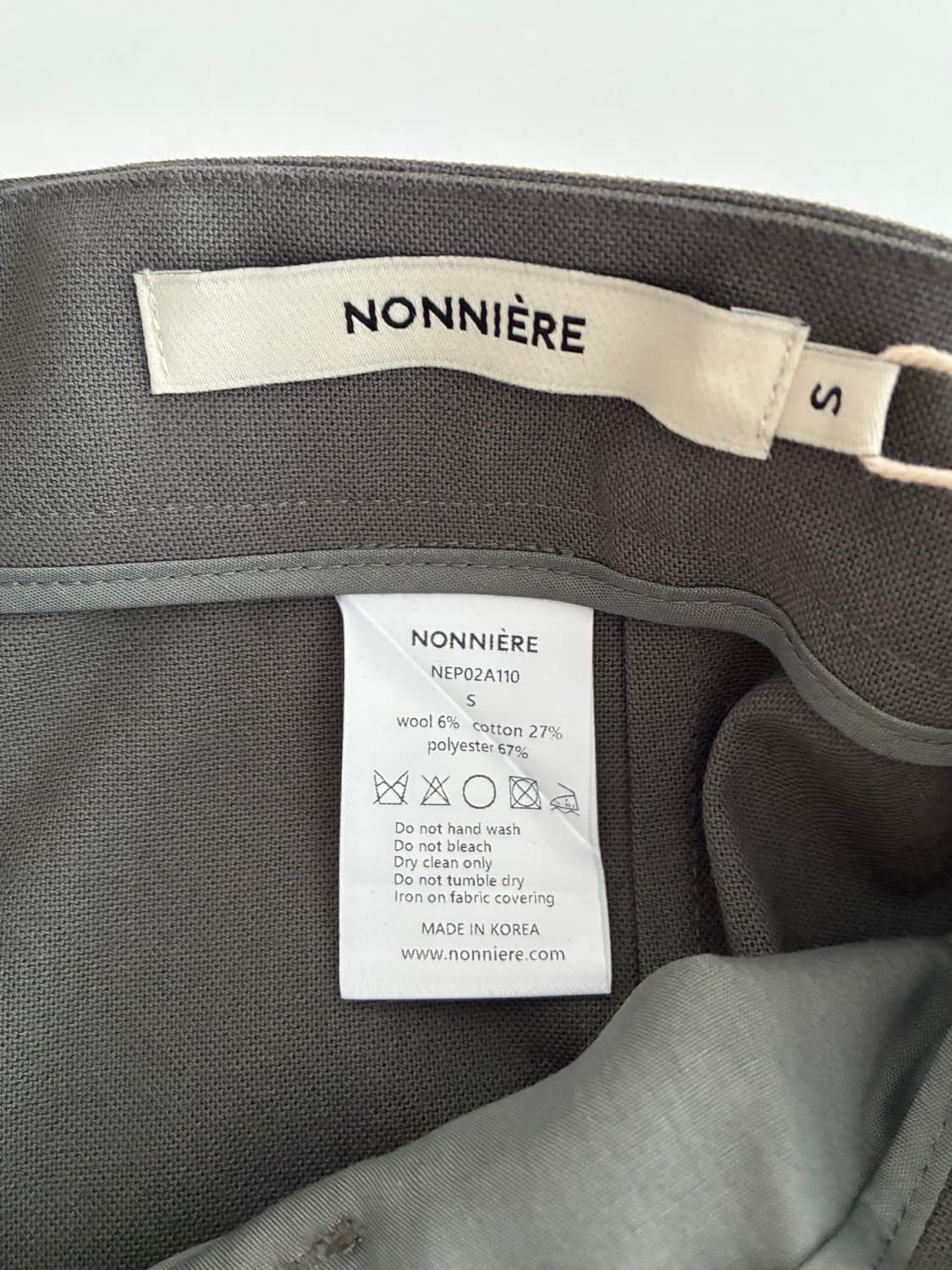 S) 새상품 노니에르 벨티드 와이드 슬랙스 카키 상품이미지5