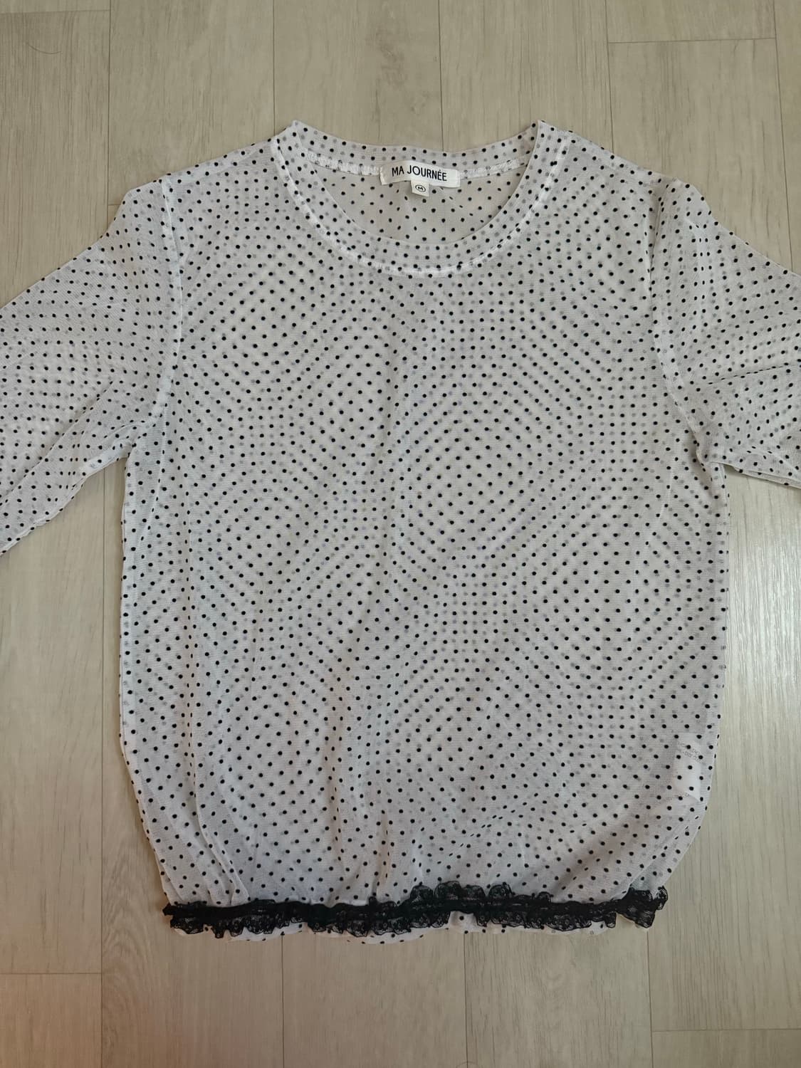 DOT MESH SHEER LONG SLEEVE TOP [WHITE] 상품이미지5