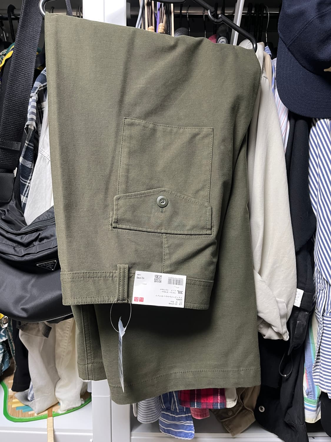 유니클로 저지 배럴레그팬츠 올리브 3XL 새상품 상품이미지3