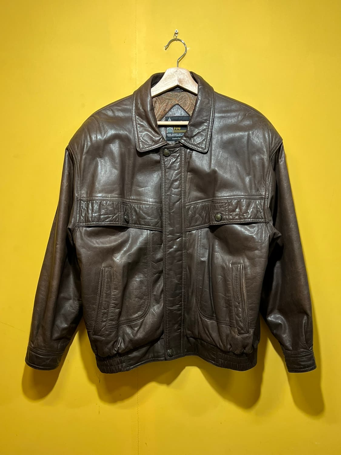 90s [95] 런던포그 소가죽 빈티지 블루종 가죽자켓 상품이미지1