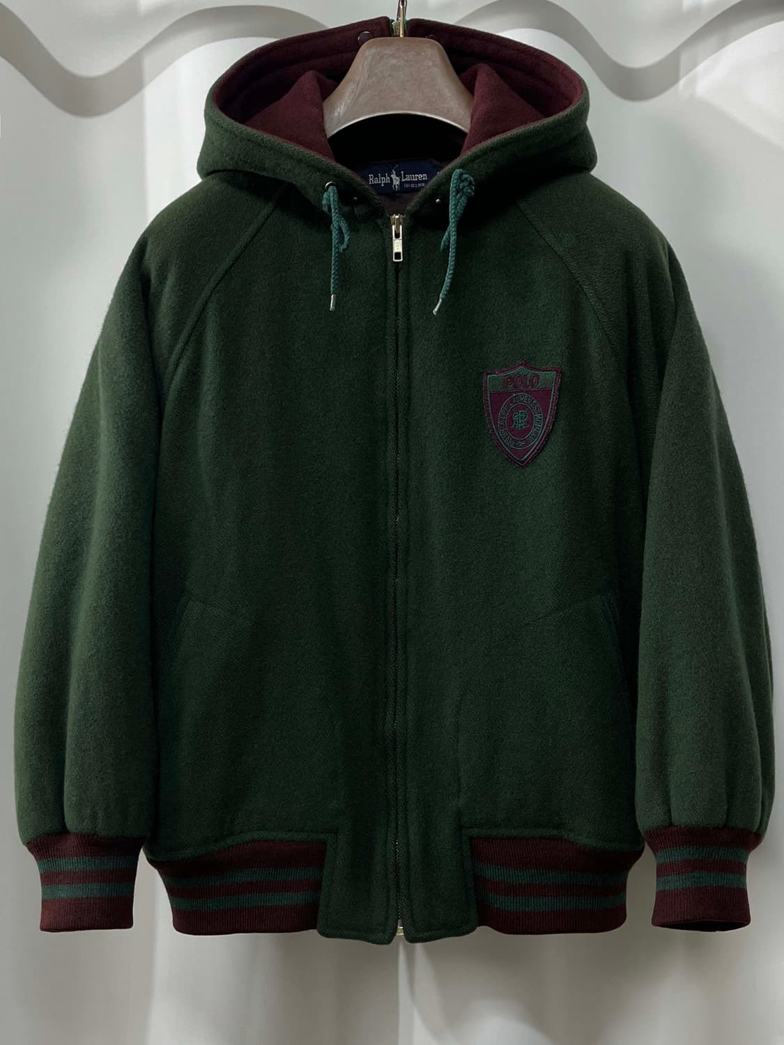 80's 폴로 랄프로렌 스크래블 쉴드 울 바시티 봄버 자켓 상품이미지1