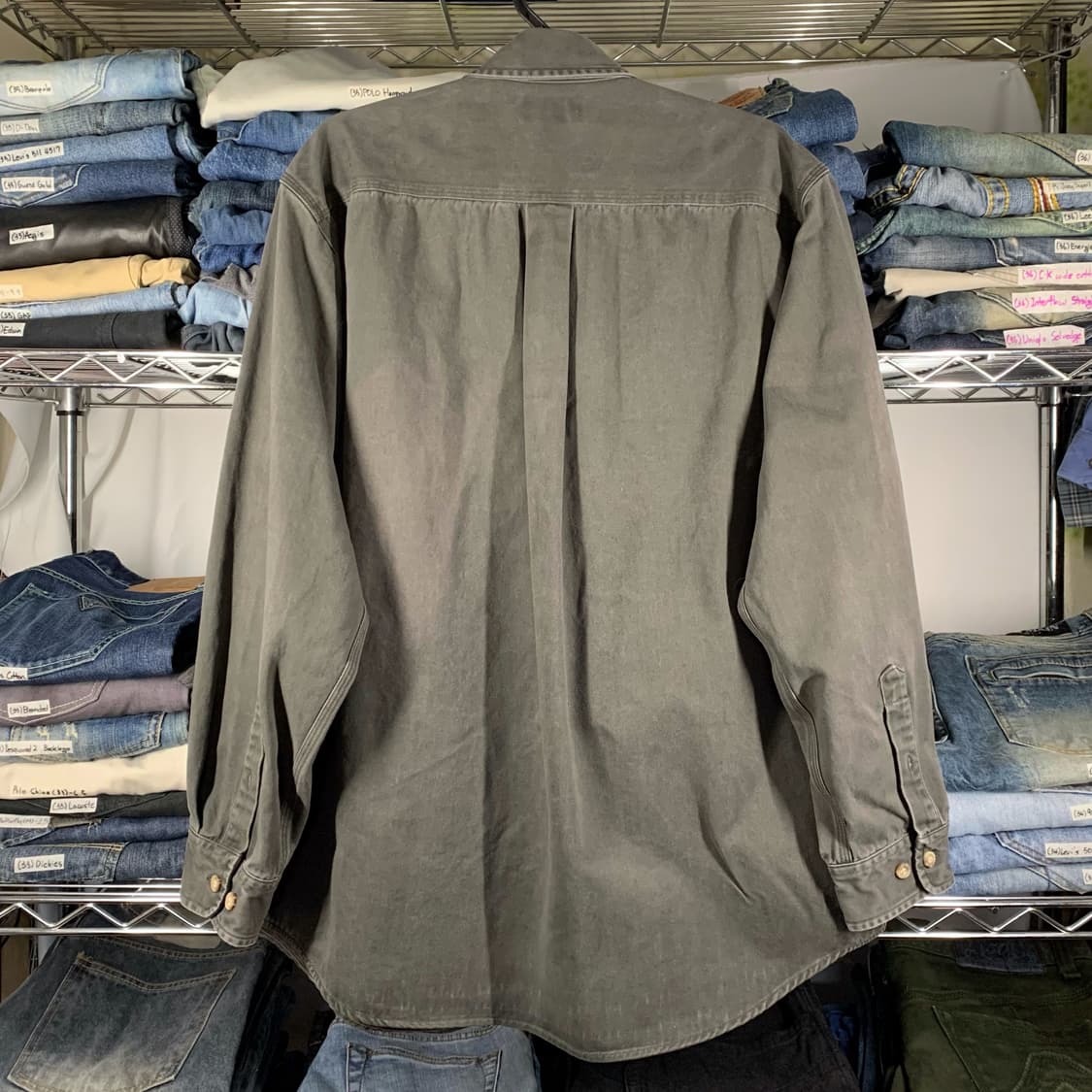 [M] 00's 칼하트 헤비코튼 워크셔츠 차콜 그레이 상품이미지3