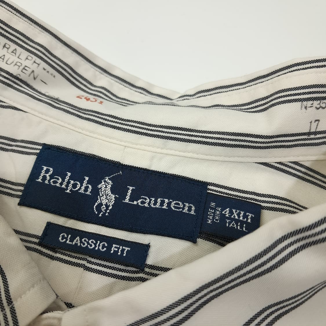 CL504 4XLT 폴로 00s 코튼 올드스쿨 네이비 스트라이프 셔츠 상품이미지3