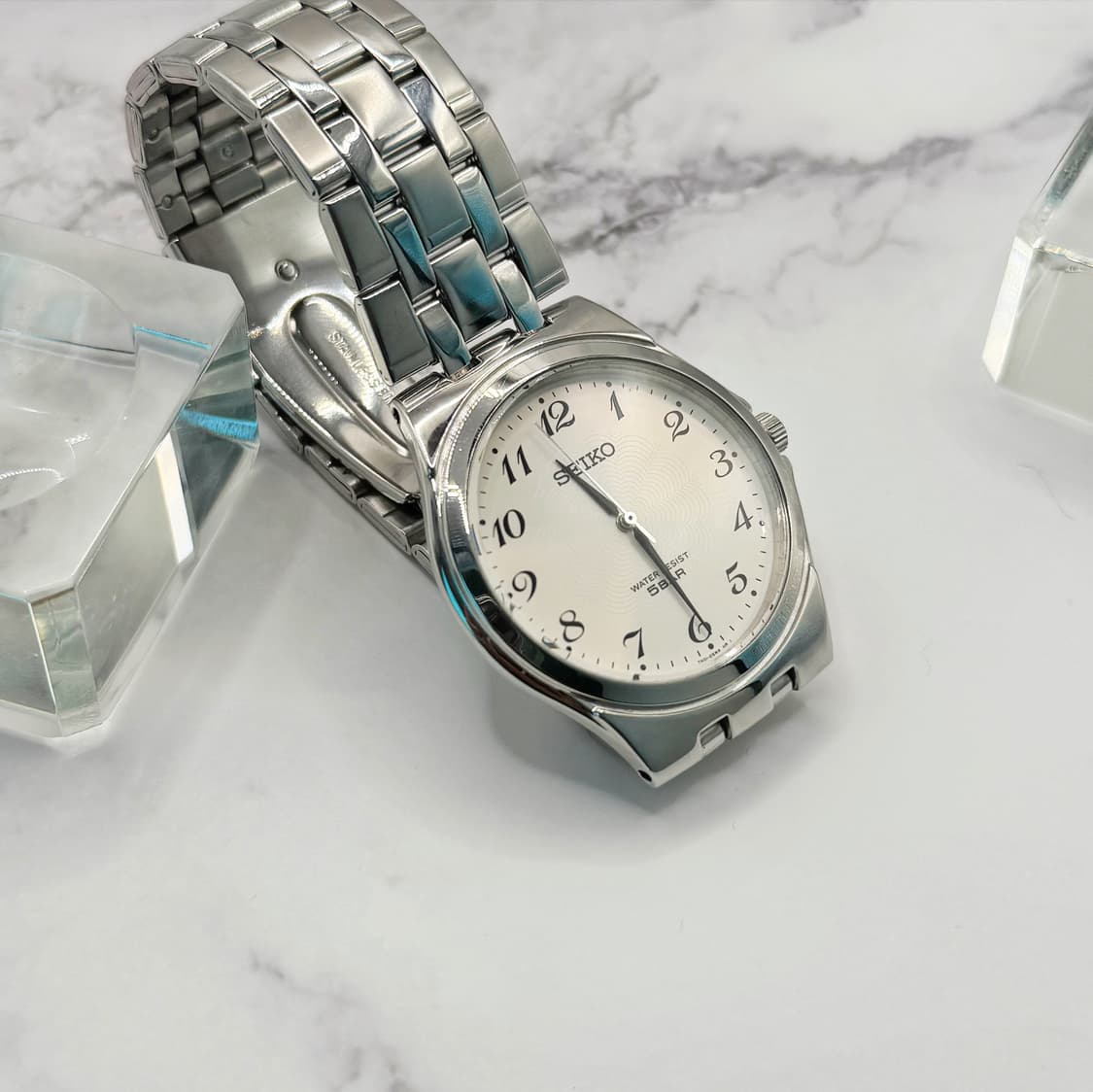 90s00s 빈티지 세이코 화이트 5BAR 기요셰다이얼  브레이슬릿 워치 상품이미지5