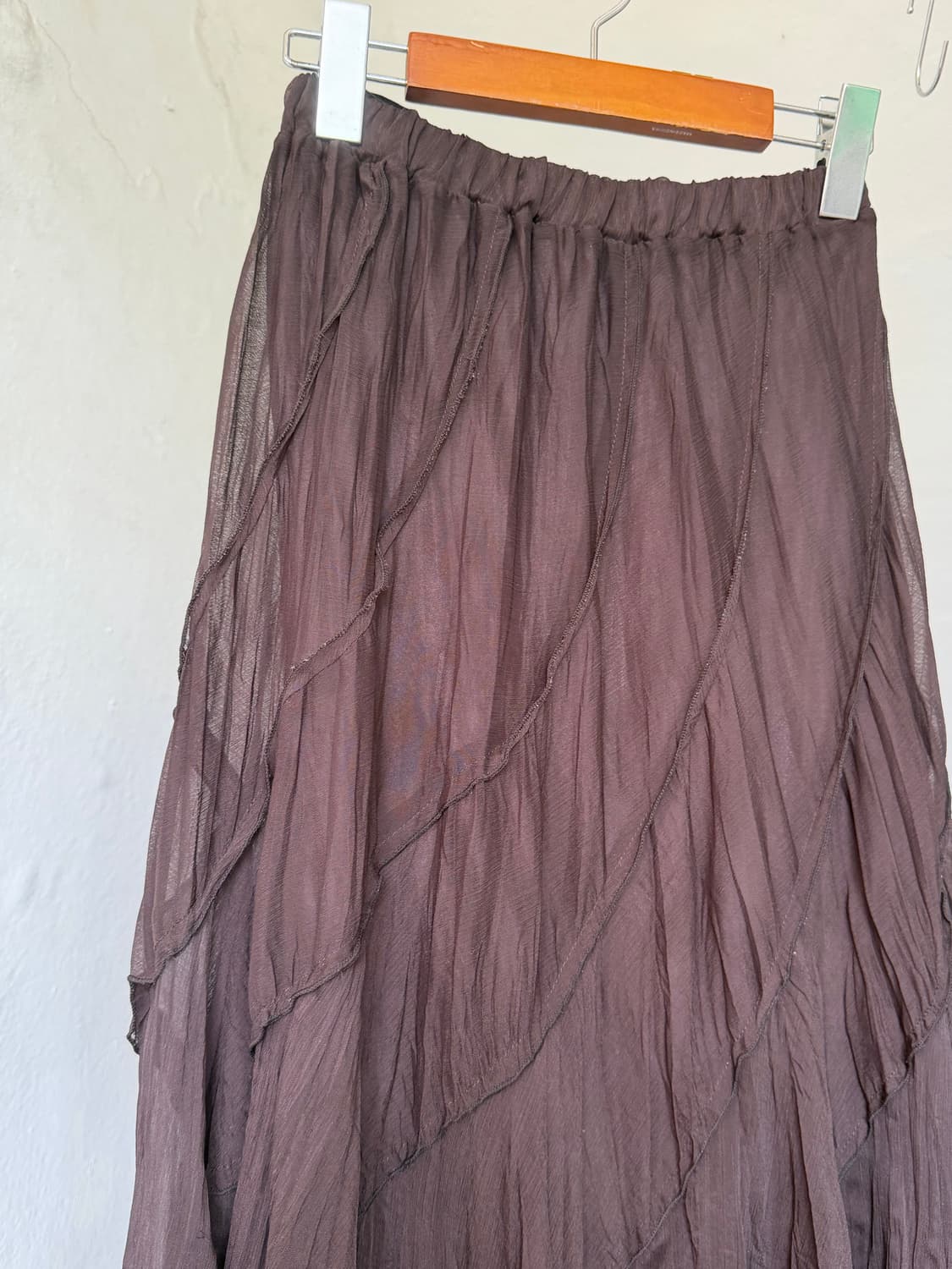 언발란스 쉬폰 플리츠 미디 스커트 상품이미지2