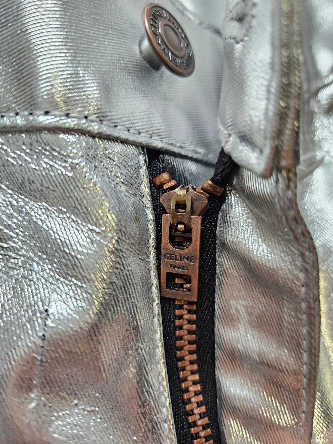 26) 셀린느 CELINE 메탈릭 실버 스키니 스트레치 데님 팬츠 상품이미지9