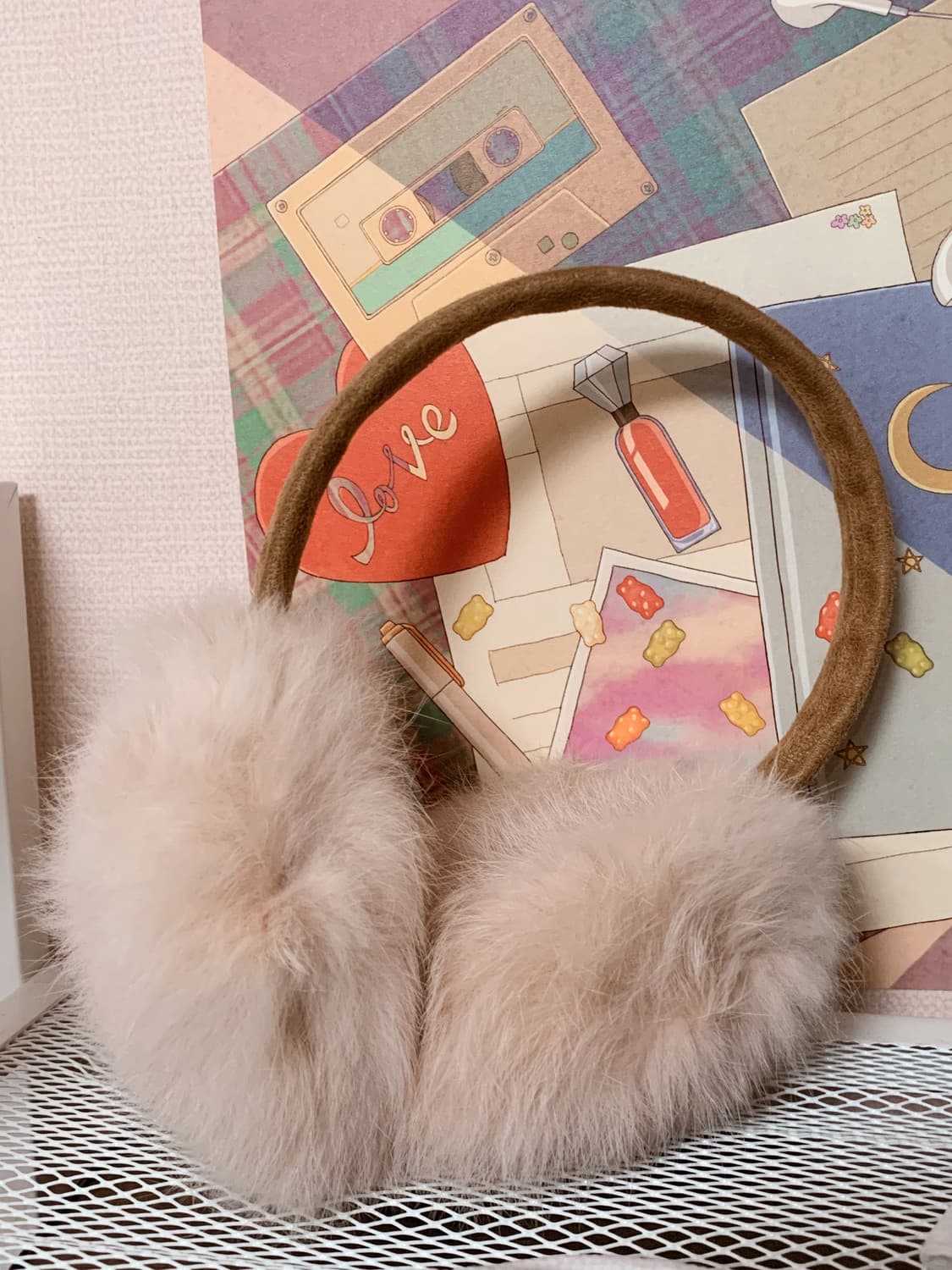 연핑크 앙고라 귀마개 상품이미지2