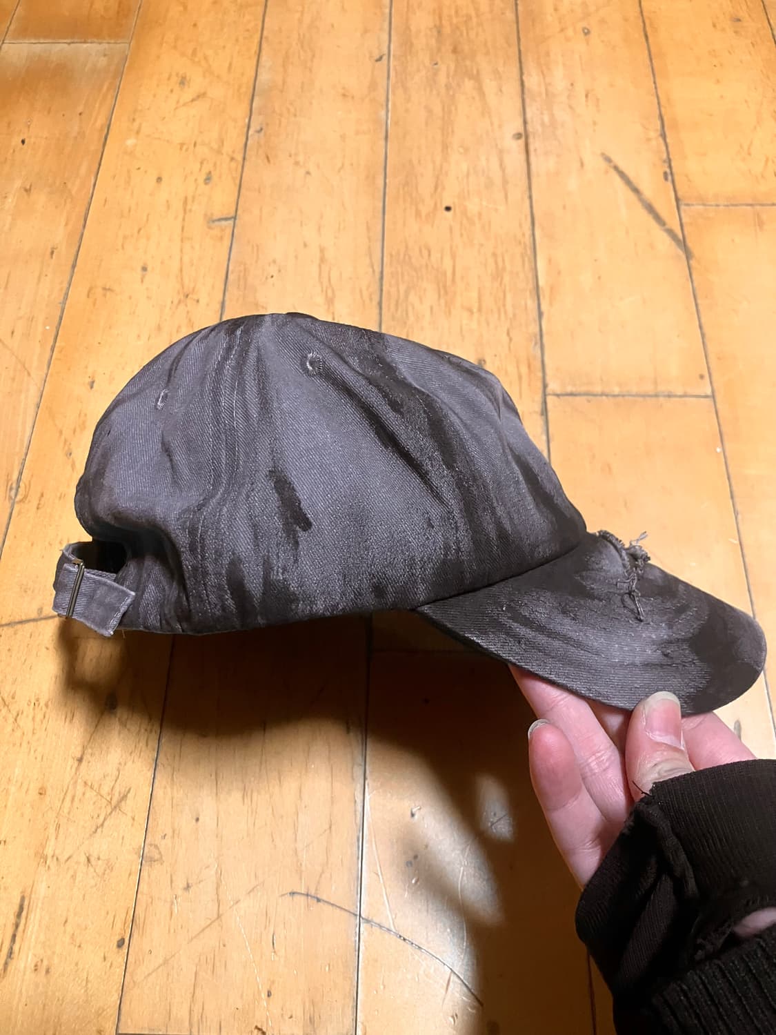 Japanese 90s 그런지 컷팅 워시드 페인티드 볼캡  그레이 상품이미지5