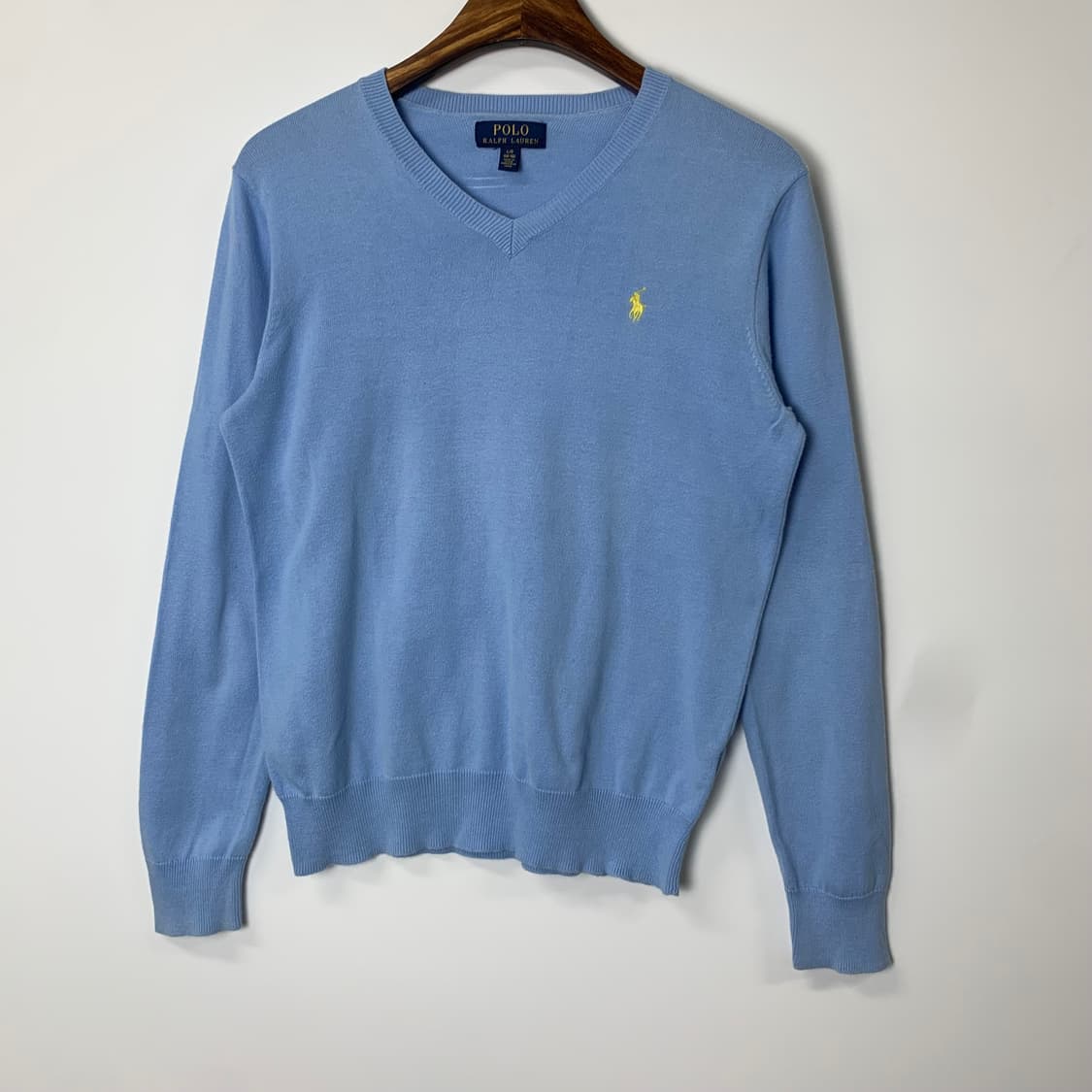 폴로 랄프로렌 피마코튼 블루 브이넥 니트 상품이미지2