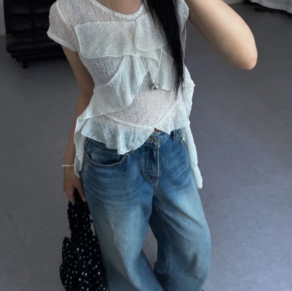 러플 레이스 블라우스 상품이미지1