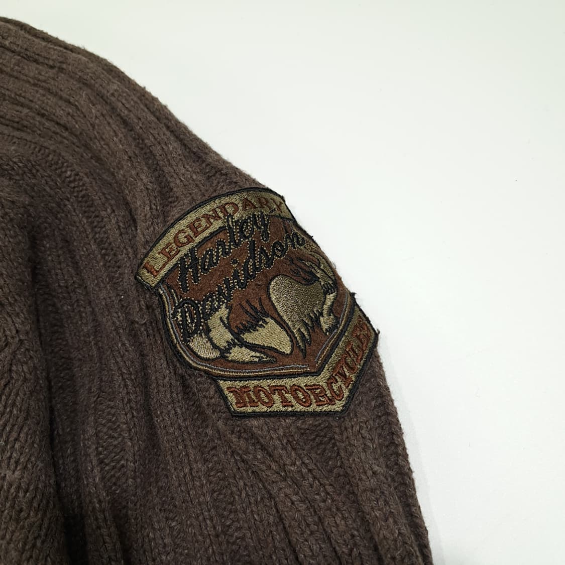 CL176 할리데이비슨 울혼방 레전더리패치 브라운 하프집업 니트 스웨터 상품이미지4