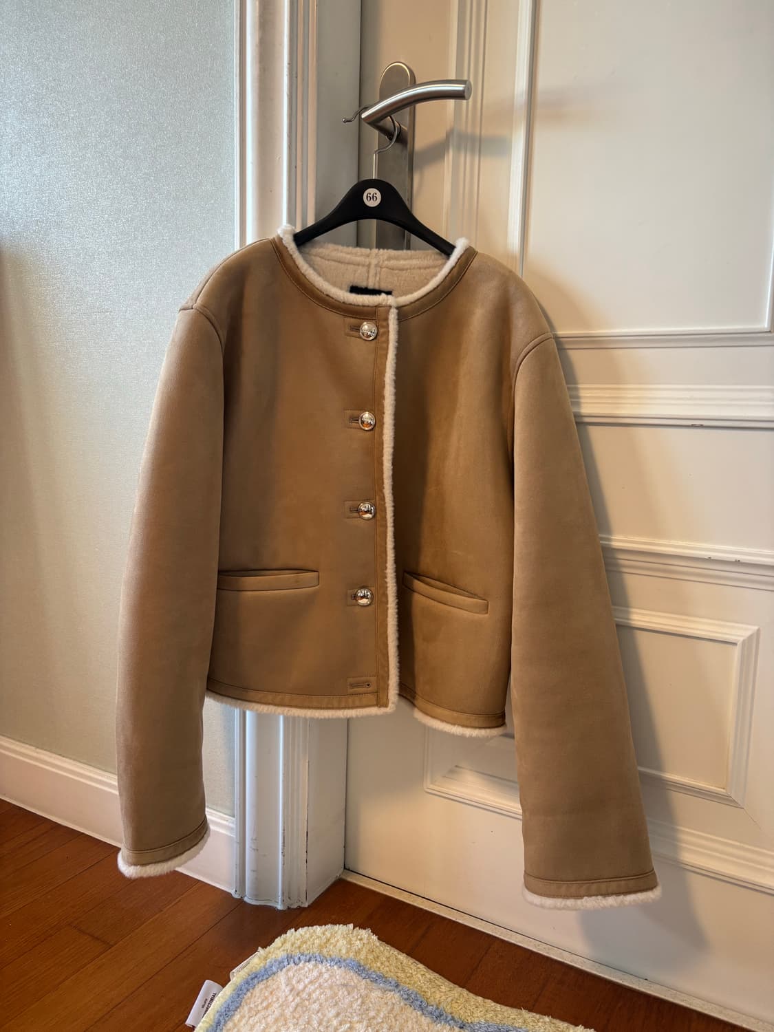 자라 골든 버튼 더블 사이드 자켓 샌드 상품이미지1