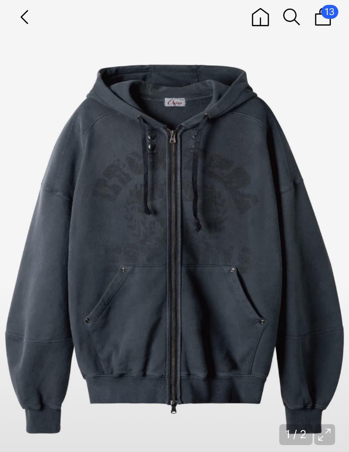 ETCE 워시드 그래픽 후드집업 상품이미지1