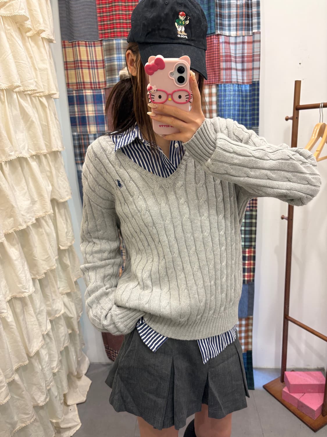 폴로 꽈배기 브이넥 니트 상품이미지2