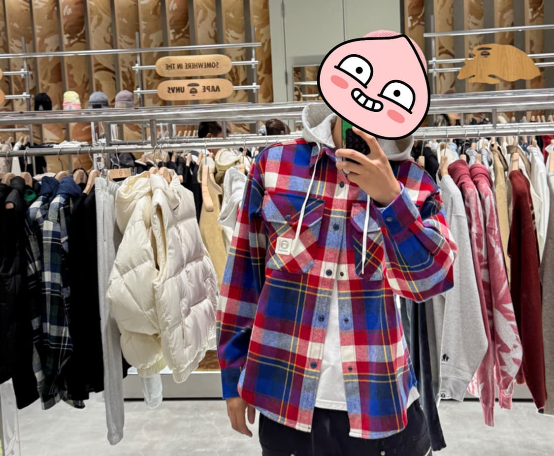 베이프 에이프 체크후드셔츠 새상품팝니다 상품이미지1