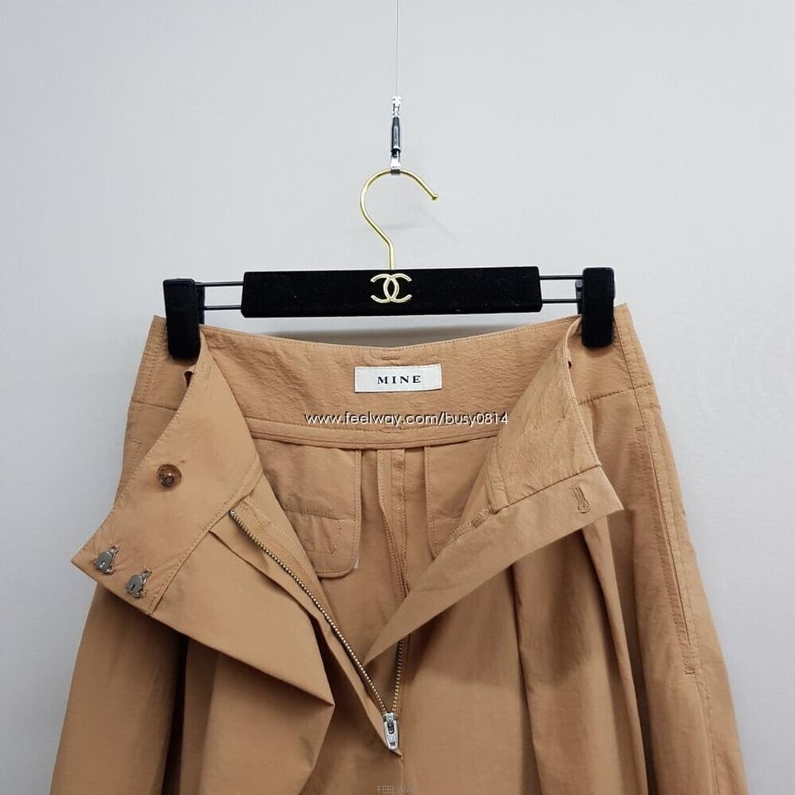 한섬 마인 MINE 2022  베이지 와이드 플리츠 큐롯 팬츠 xs사이즈 상품이미지2