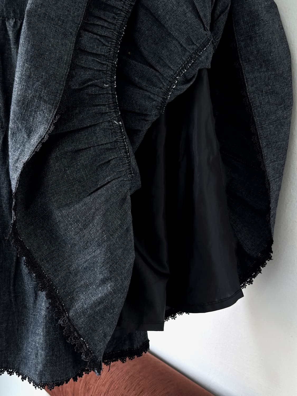 Cotton indigo shirred design 2way skirt 상품이미지10