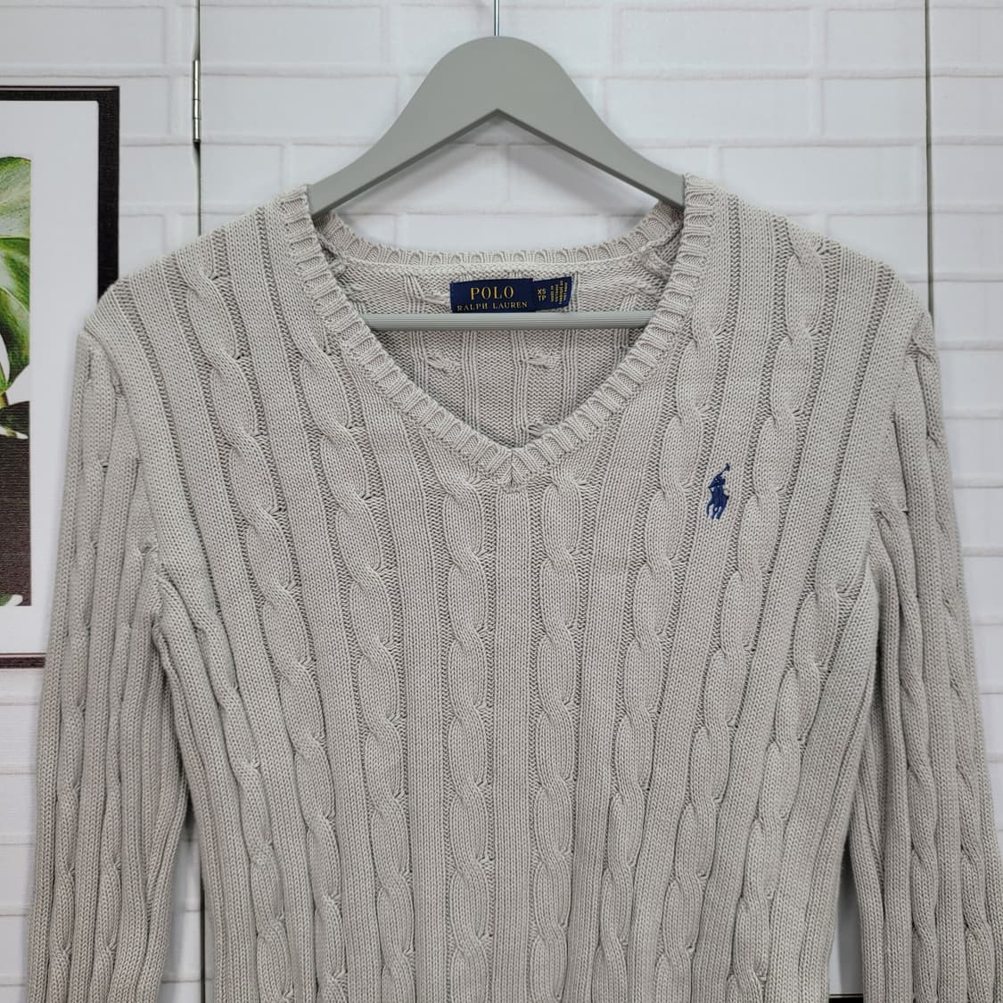 폴로랄프로렌 케이블 꽈배기 브이넥 긴팔 니트 스웨터 XS사이즈 상품이미지2