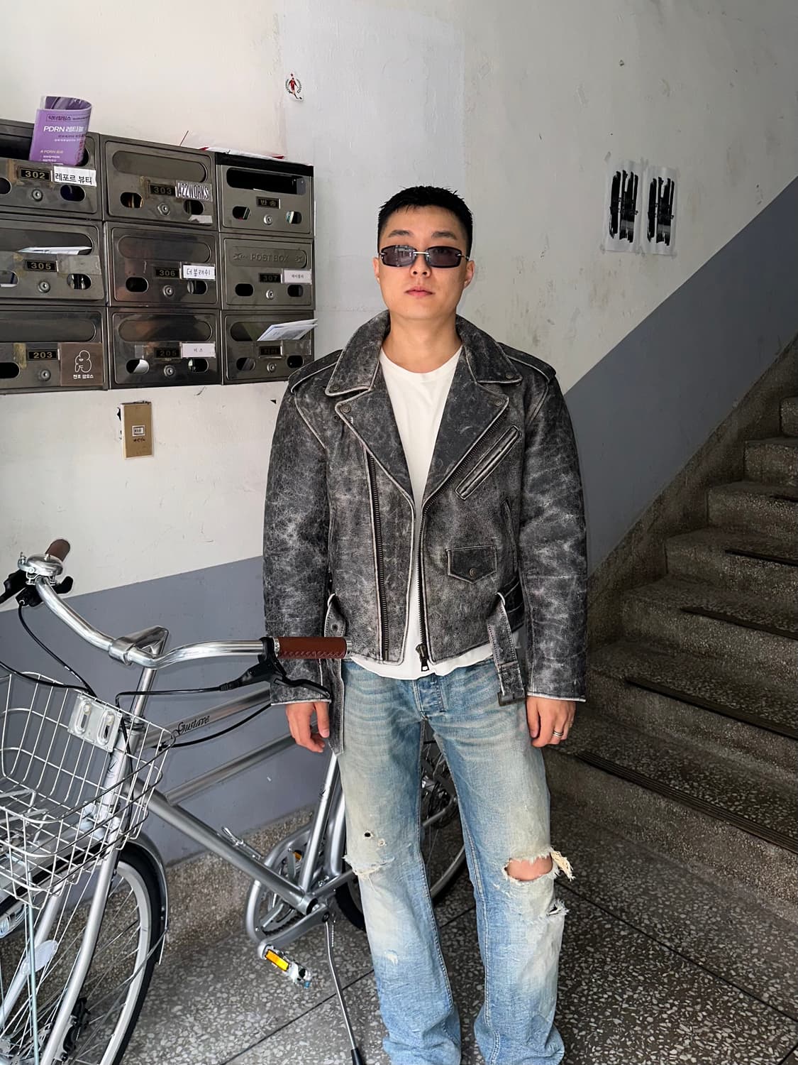 90’s Japanese Cow-leather aged rider JK 상품이미지3